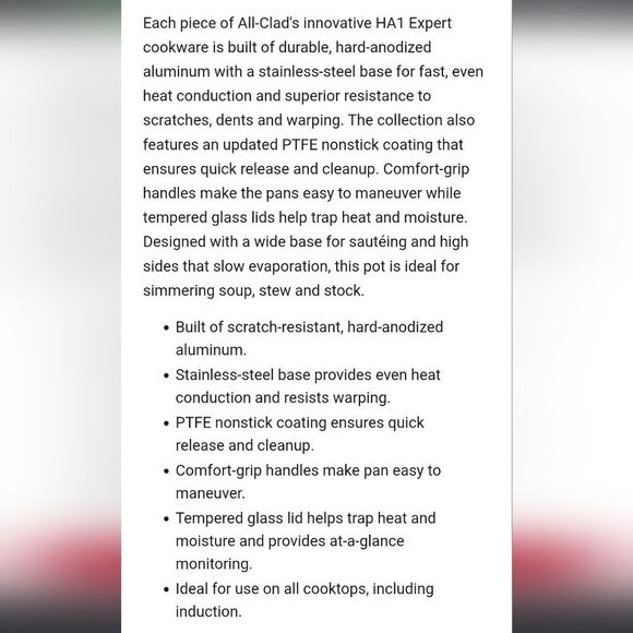 All-Clad Essentials HA1 Expert Hard Anodized Non-Stick 4QT Soup Pot w/ Lid - Picture 5 of 10